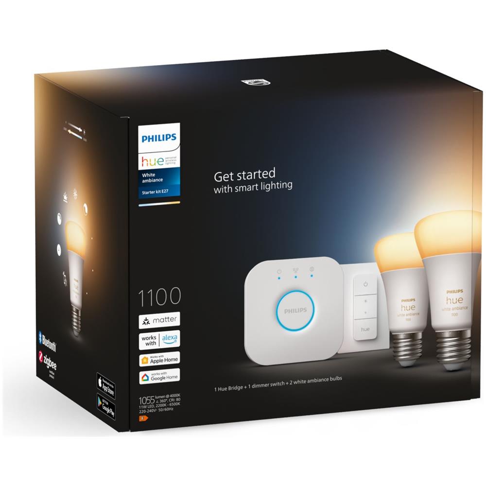 Hue White ambiance Starter Kit Bridge + 2 Lampadine Smart E27 75W + Dimmer Switch - Foto 3