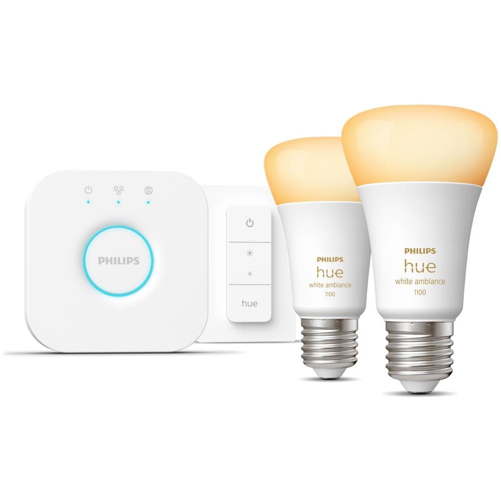 Hue White ambiance Starter Kit Bridge + 2 Lampadine Smart E27 75W + Dimmer Switch - Foto 1