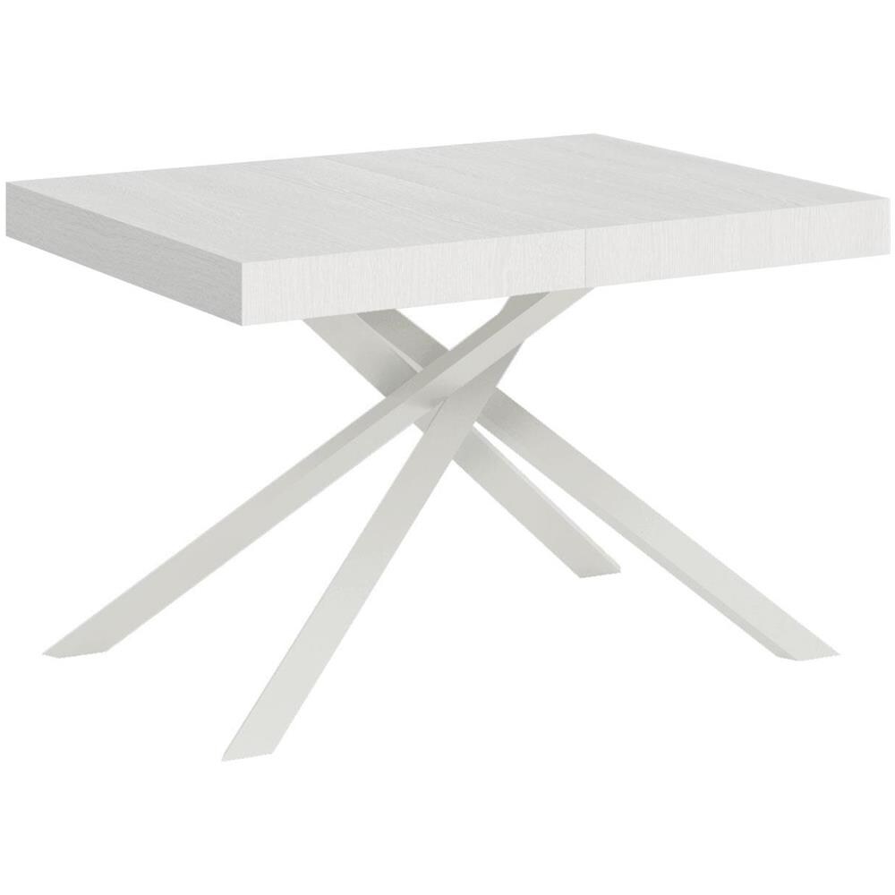 Tavolo allungabile 90x130/390 cm Karida bianco frassino gambe bianche - Foto 1