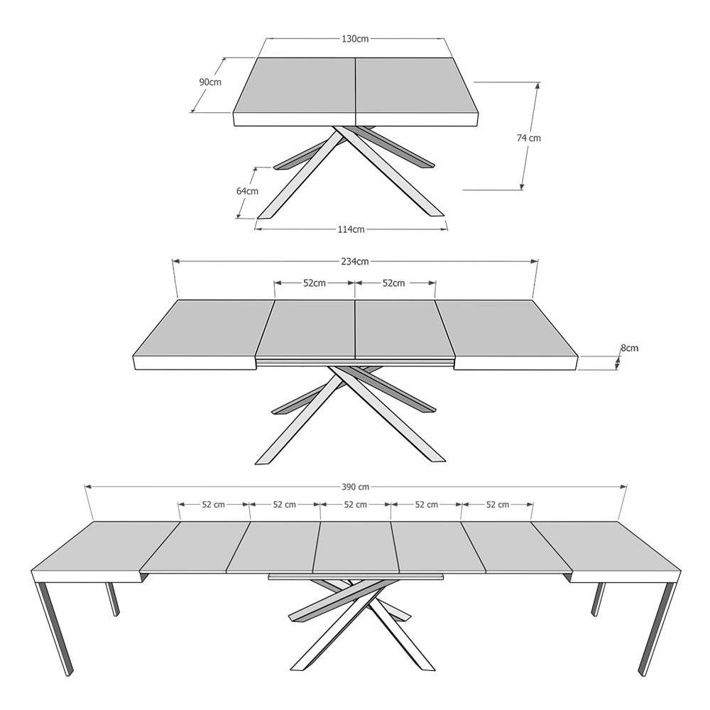 Tavolo allungabile 90x130/390 cm Karida bianco frassino gambe bianche - Foto 5