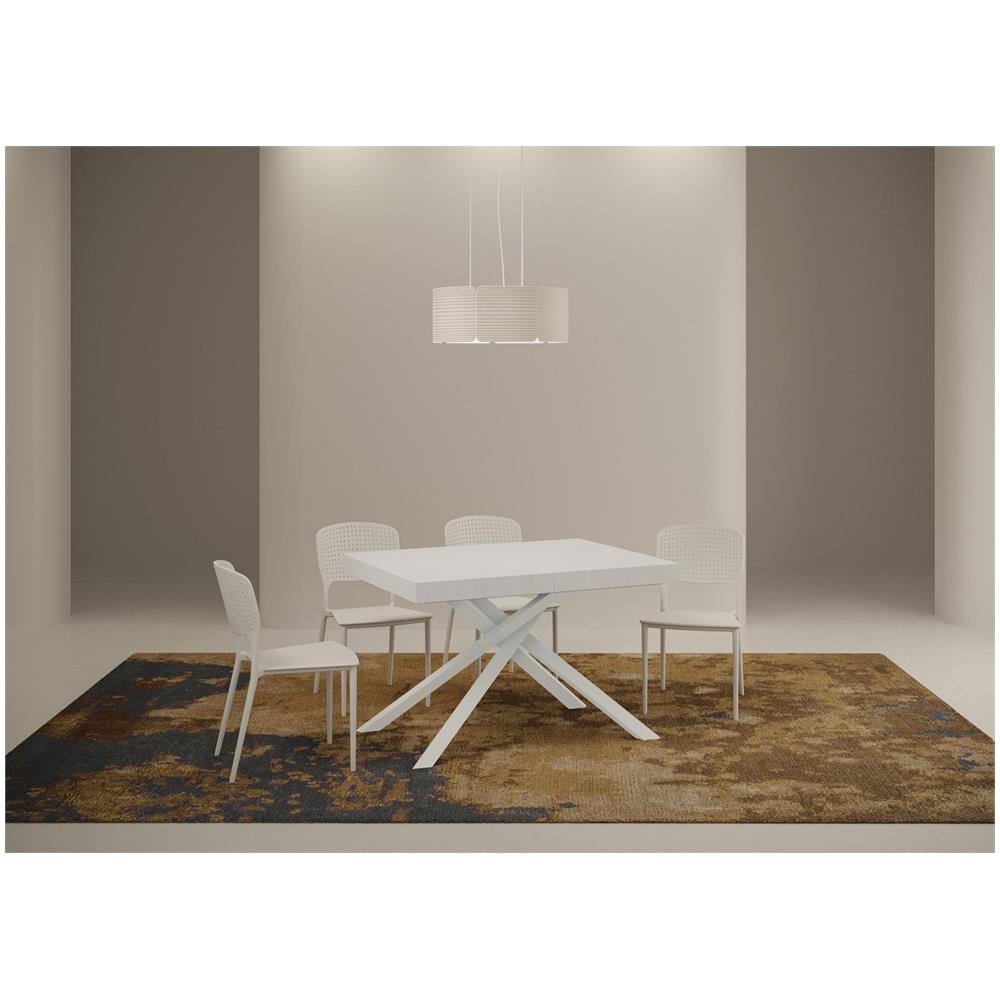 Tavolo allungabile 90x130/390 cm Karida bianco frassino gambe bianche - Foto 2