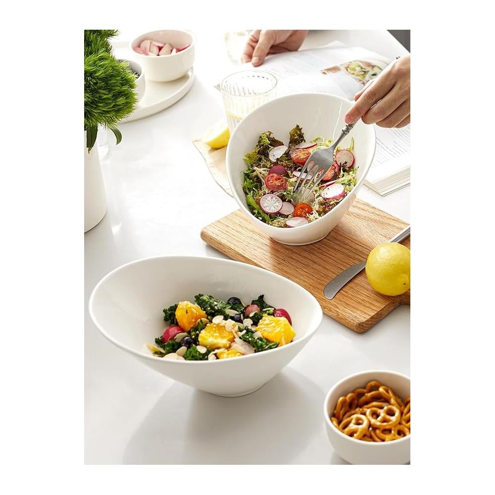 Insalatiere Inclinate da 26 OZ da 2 Confezioni - Ciotole da Portata Angolate da 9,5 - Foto 5