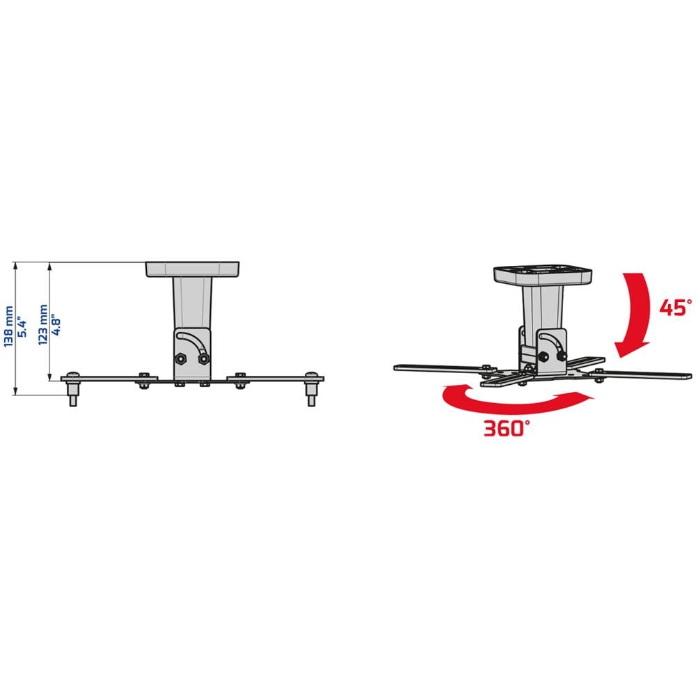Supporto da Soffitto PRO 100 Portata Max 15 Kg Nero - Foto 2