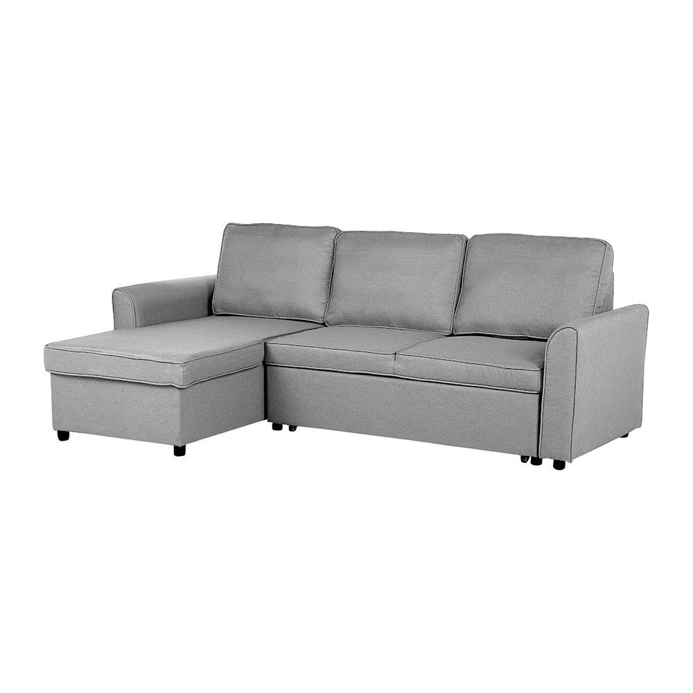 Divano Letto Angolare In Tessuto Grigio Chiaro Versione Destra Nesna - Foto 2