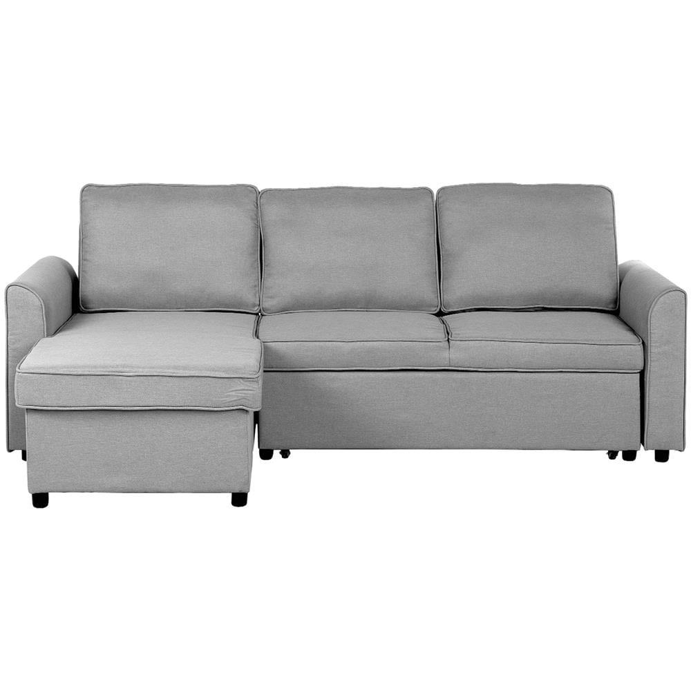 Divano Letto Angolare In Tessuto Grigio Chiaro Versione Destra Nesna - Foto 1