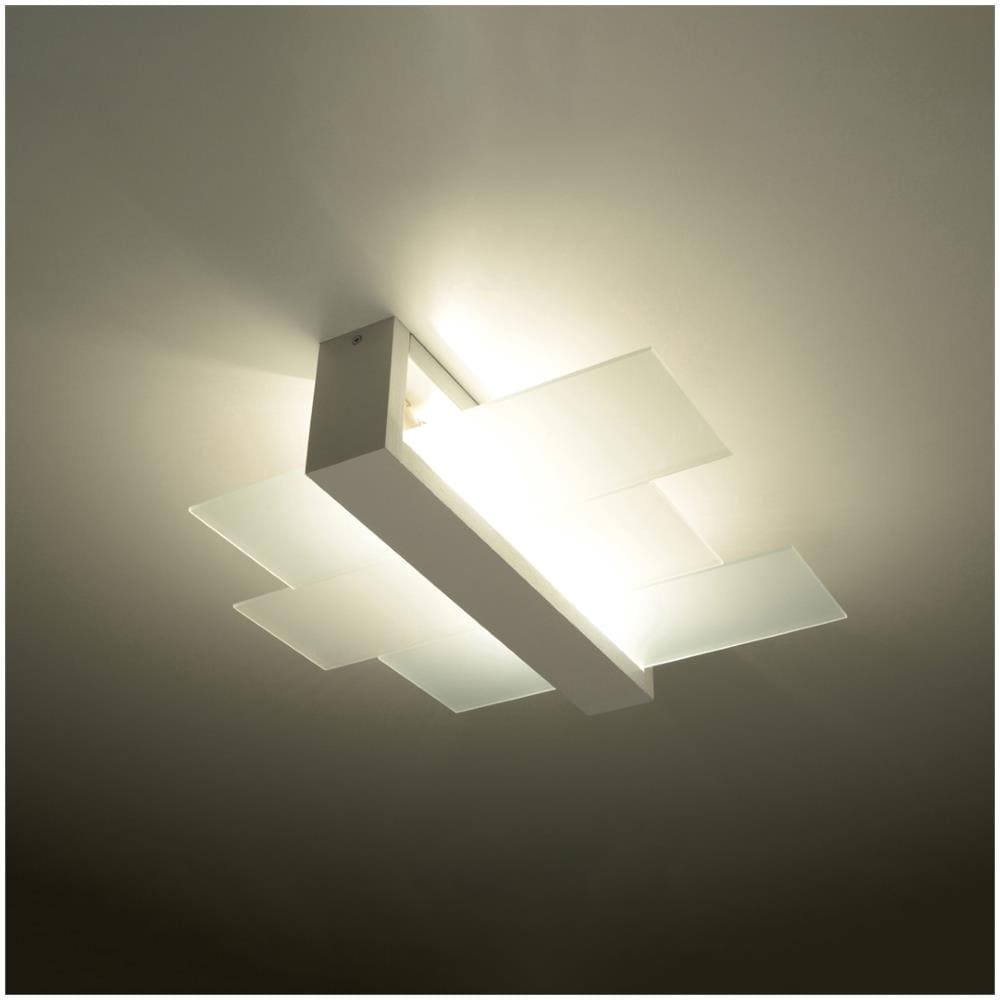Novità! Plafoniera Bianca Per Salotto E Corridoio - Vetro E Legno - Sollux Feniks 2 Sl. 0078 Lampada Da Soffitto Quadrata, Stile Moderno, A 2 Luci Led E-27 *** Lampade - I Prezzi Più Bassi Su Amazon! - Foto 16