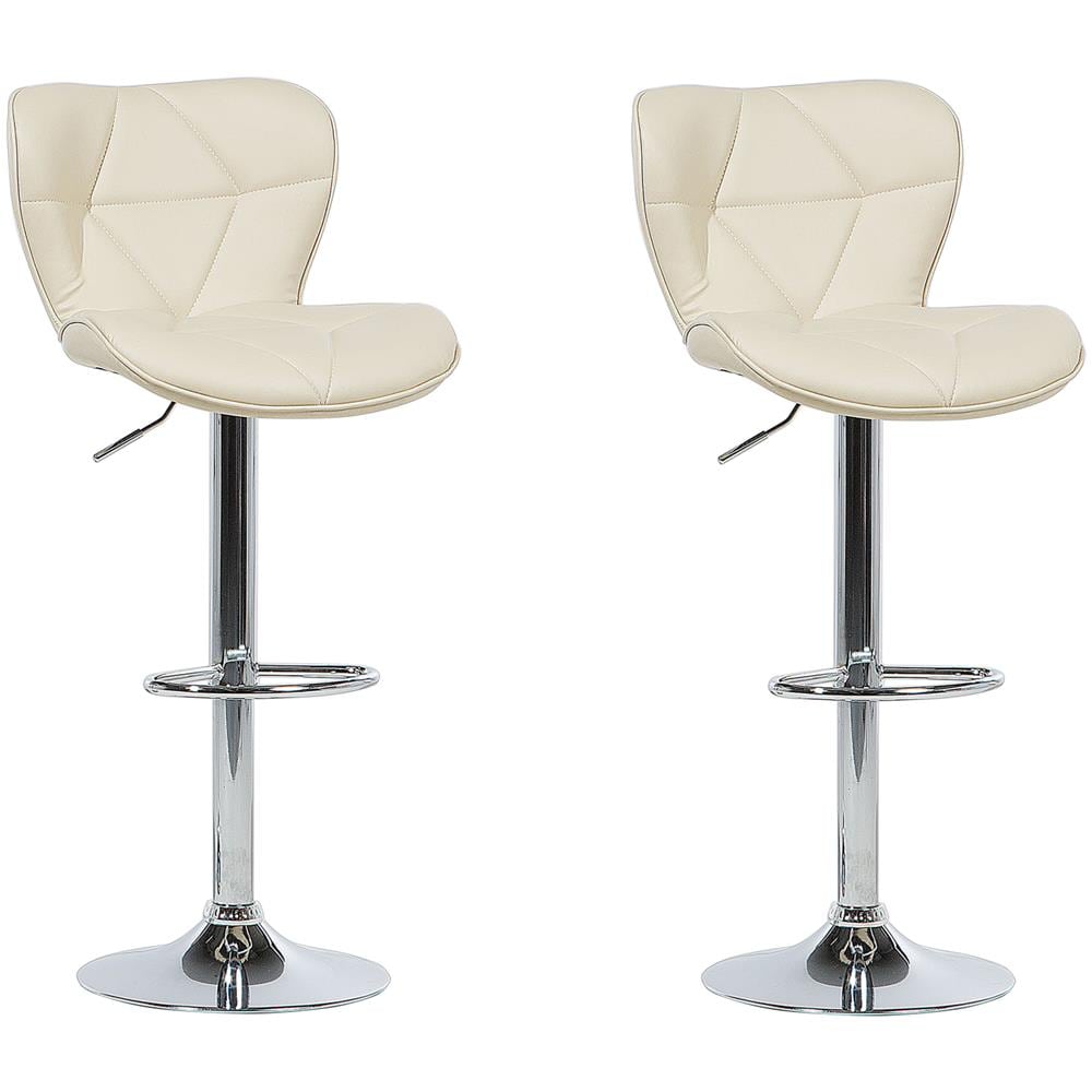 Set Di 2 Sgabelli Girevoli In Similpelle Beige Valetta - Foto 1