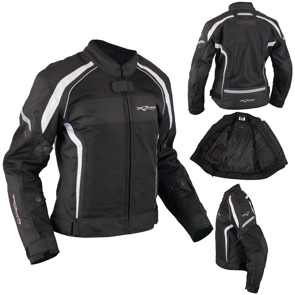 Donna Giacca Moto Tessuto Impermeabile Traspirante Riflettente Bianco Xs - Foto 1