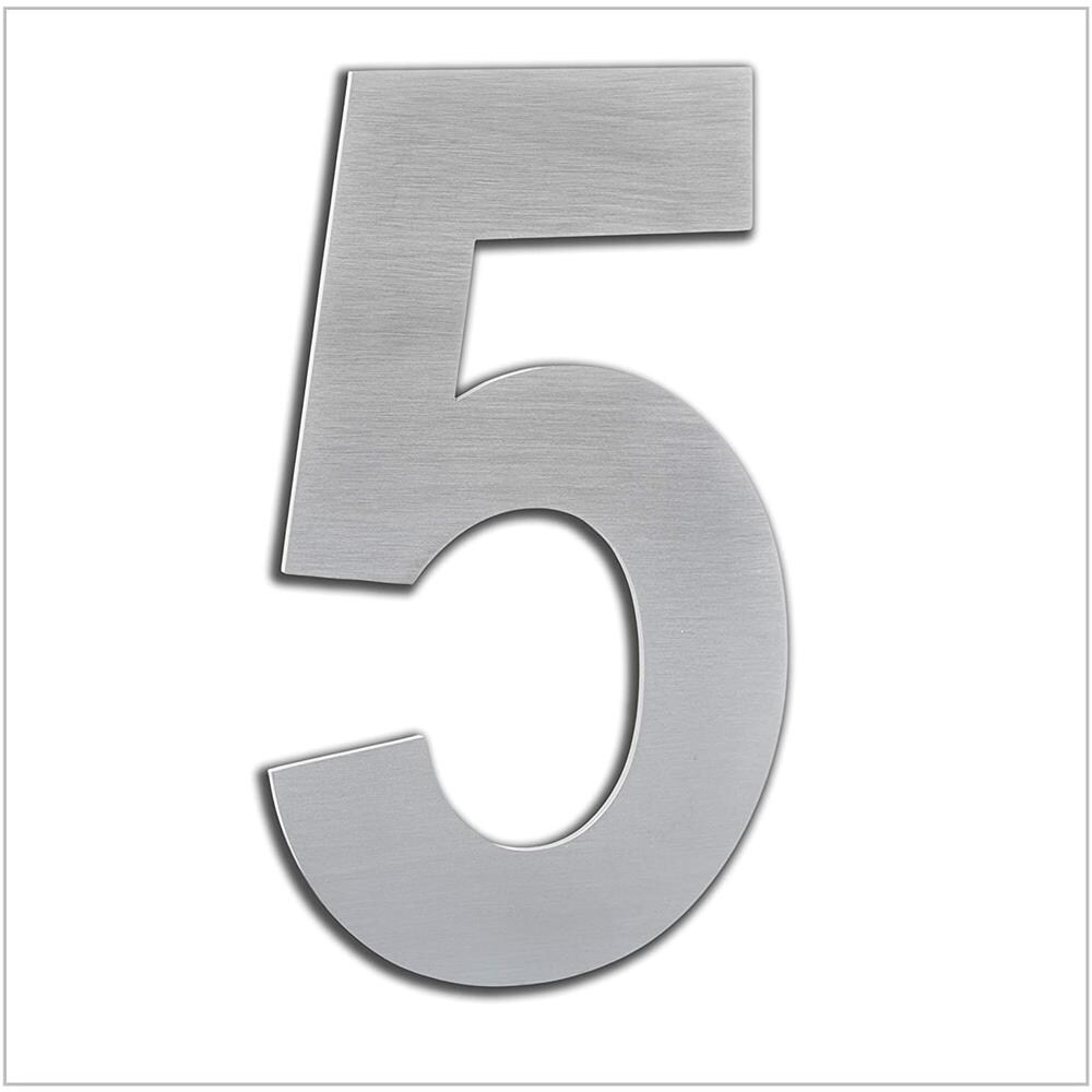 Numero Casa Esterno, Portale O Garage, 16 Cm, Acciaio Inox Aisi 304, Installazione Adesiva (numero 5) - Foto 1