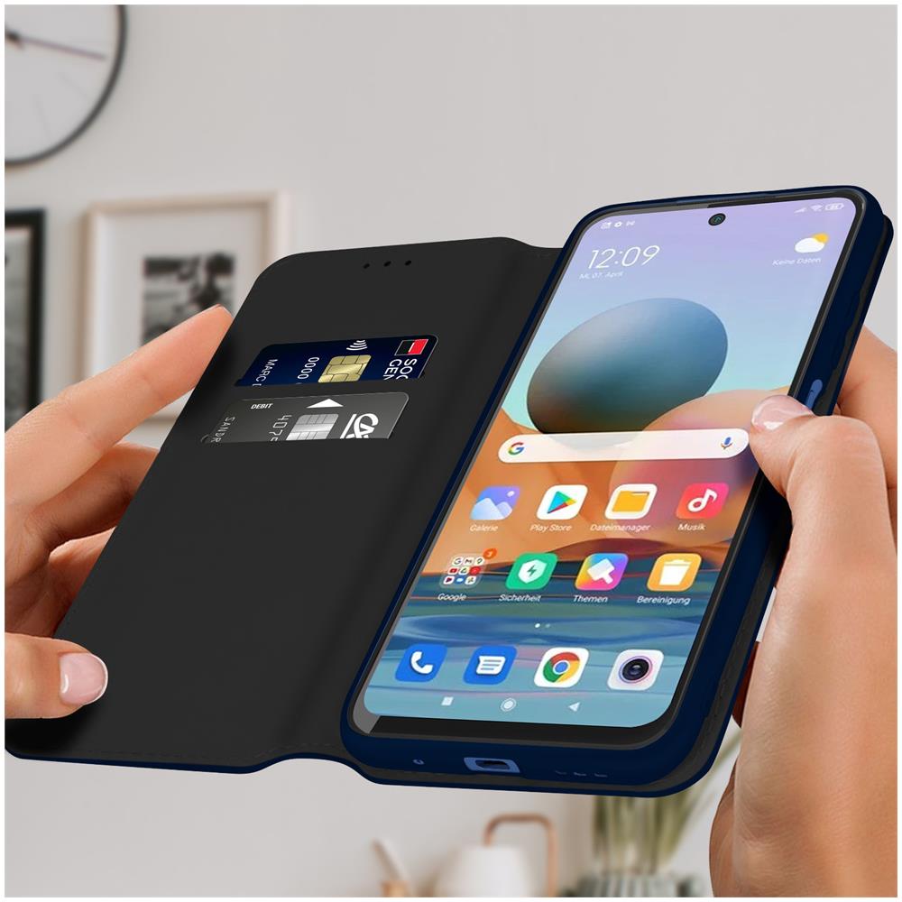 Custodia Xiaomi Redmi Note 10 5g E Poco M3 Pro Portafoglio Supporto Video Blu - Foto 5