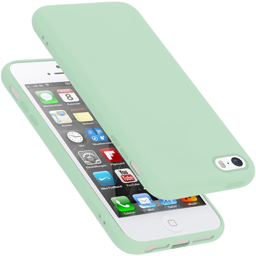 Custodia Compatibile Con Apple Iphone 5 / 5s / Se 2016 In Liquid Verde Chiaro - Coperchio Protettivo In Silicone Tpu Flessibile - Foto 1