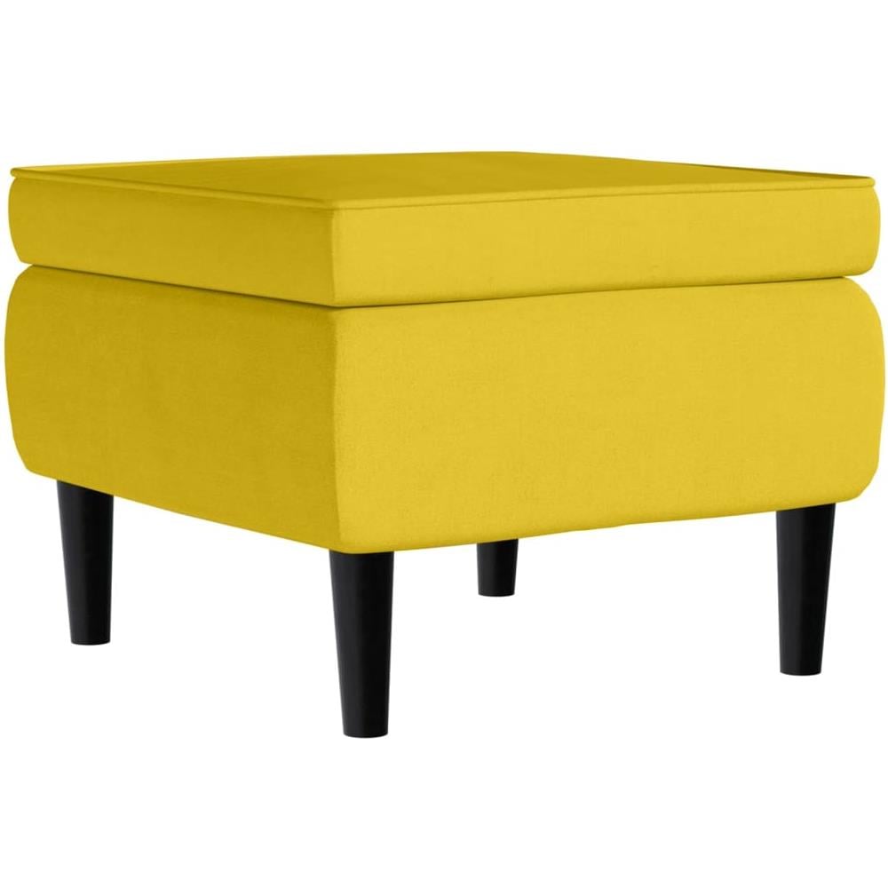 Poggiapiedi Con Gambe In Legno Giallo In Velluto - Foto 1