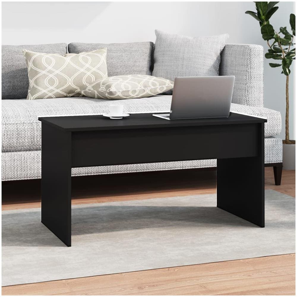 Tavolino Da Salotto Nero 102x50,5x52,5 Cm In Legno Multistrato - Foto 7