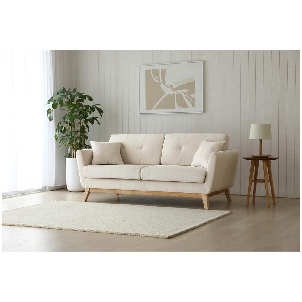 Hoga Divano Scandinavo 3 Posti Velluto A Coste Beige - Foto 2