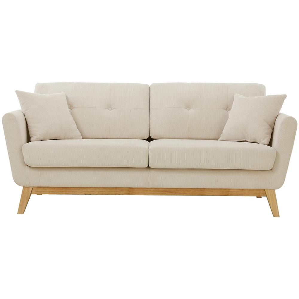 Hoga Divano Scandinavo 3 Posti Velluto A Coste Beige - Foto 1