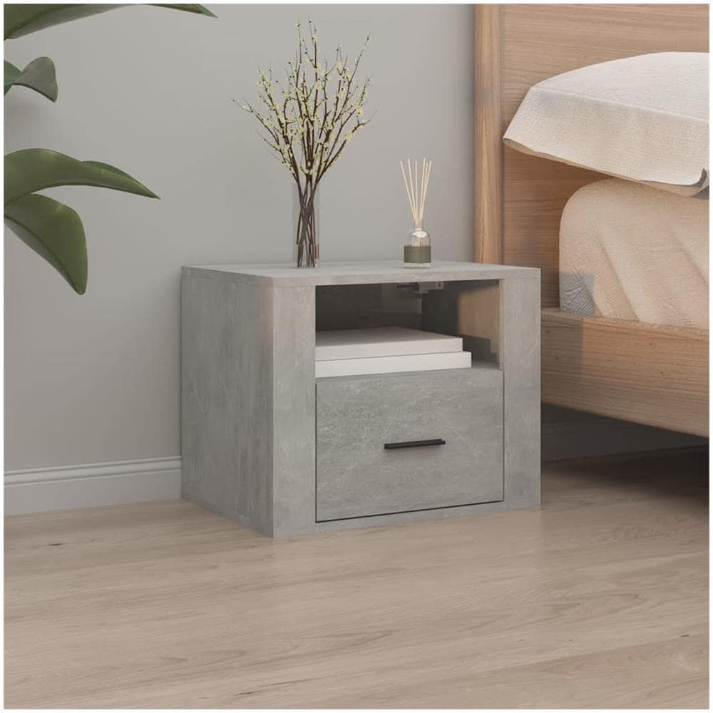 Comodino A Muro Grigio Cemento 50x36x40 Cm - Foto 1