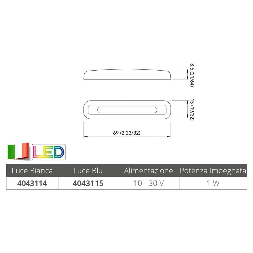 Luce Di Cortesia Stagna Ip 65 A 4 Led, Fabbricata In Plastica Con Finituralucida, Dotata Di Diffusore Che Proietta Lilluminzione In Avanti.luce Bianca Naturale O Blu. Fissaggio Con Viti. Sensibile Alla Polarità. - Foto 2