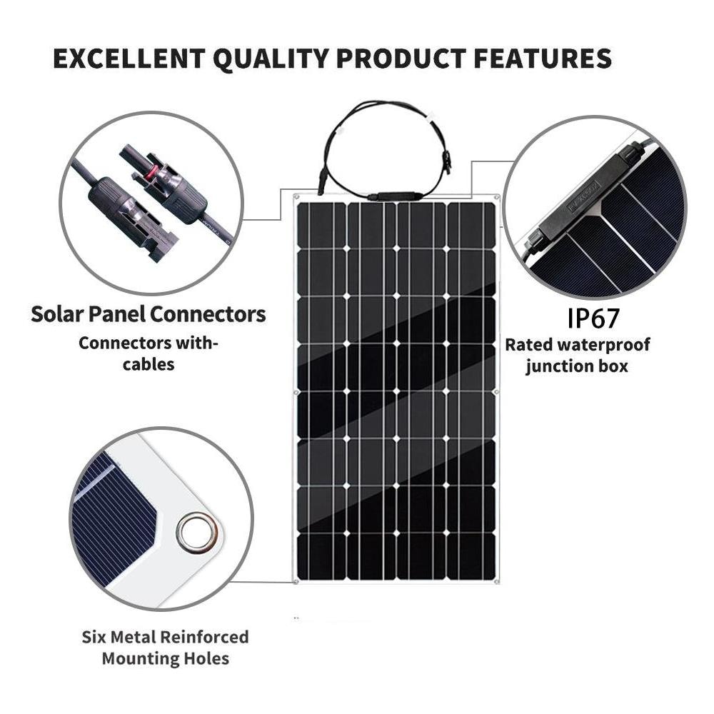 Pannello Solare, Kit Monocristallino, Flessibile, Leggero, 100w, 12v - Foto 2