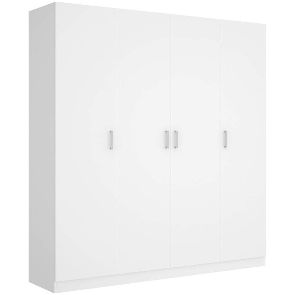 Guardaroba Bove, Mobile Appendiabiti Per Camera Da Letto, Armadio A 4 Ante Battenti, 200x52h215 Cm, Bianco - Foto 2