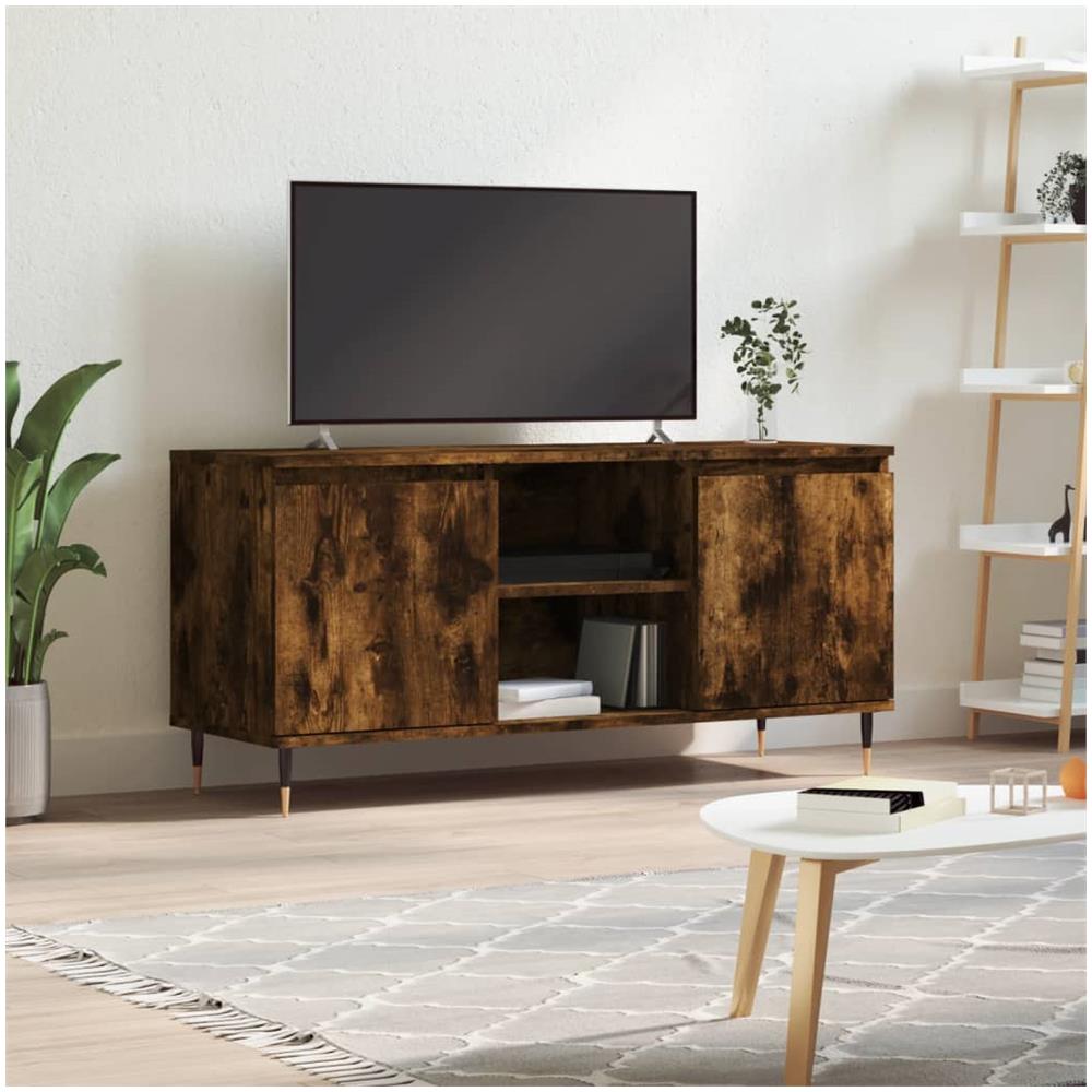 Mobile Porta Tv Rovere Fumo 104x35x50 Cm In Legno Multistrato - Foto 1