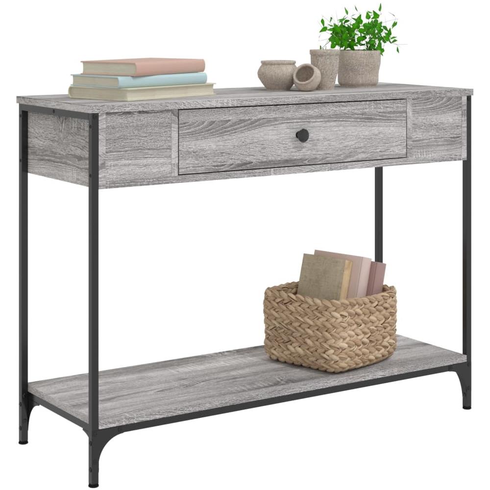 Tavolino Consolle Grigio Sonoma 100x34,5x75cm Legno Multistrato - Foto 3