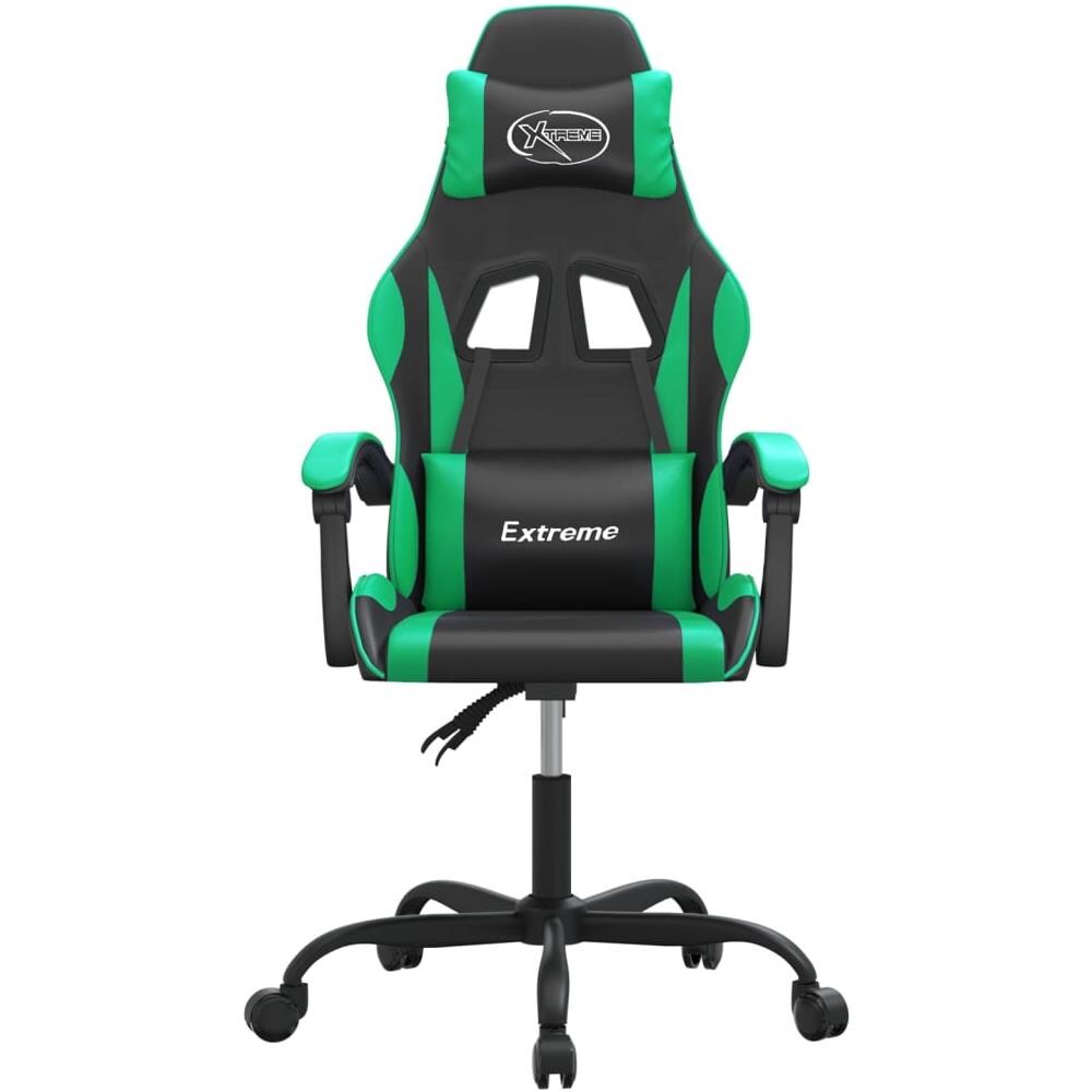 Sedia da Gaming Girevole Nera e Verde in Similpelle - Foto 2