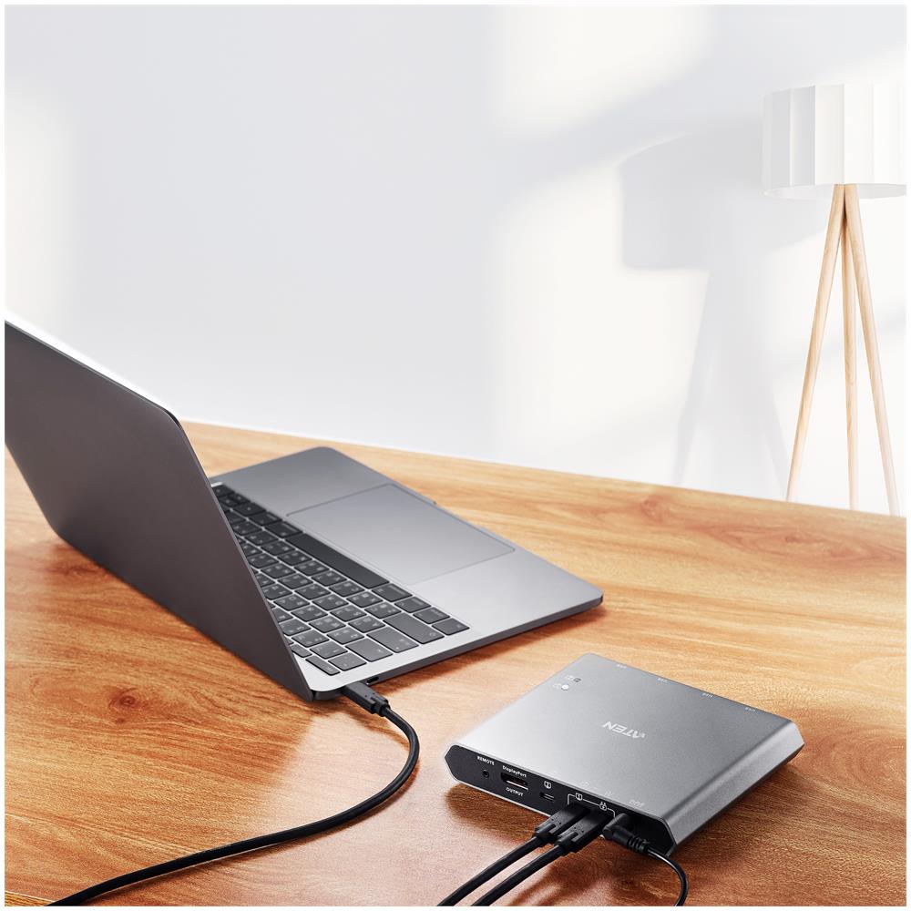 Interruttore Dock KVM a 2 porte 4K DisplayPort USB-C con passaggio di alimentazione - Foto 5