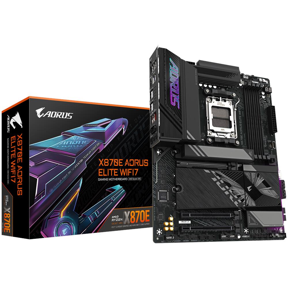 X870E AORUS ELITE WIFI7 Scheda Madre - Supporta CPU AMD Ryzen 9000, 16+2+2 fasi VRM digitali, fino a 8000Hz DDR5 (OC), 3xPCIe 5.0 + 1xPCIe 4.0, Wi-Fi 7, LAN 2.5GbE, USB 4 - Foto 1