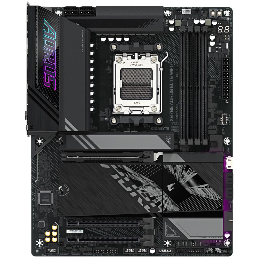 X870E AORUS ELITE WIFI7 Scheda Madre - Supporta CPU AMD Ryzen 9000, 16+2+2 fasi VRM digitali, fino a 8000Hz DDR5 (OC), 3xPCIe 5.0 + 1xPCIe 4.0, Wi-Fi 7, LAN 2.5GbE, USB 4 - Foto 2