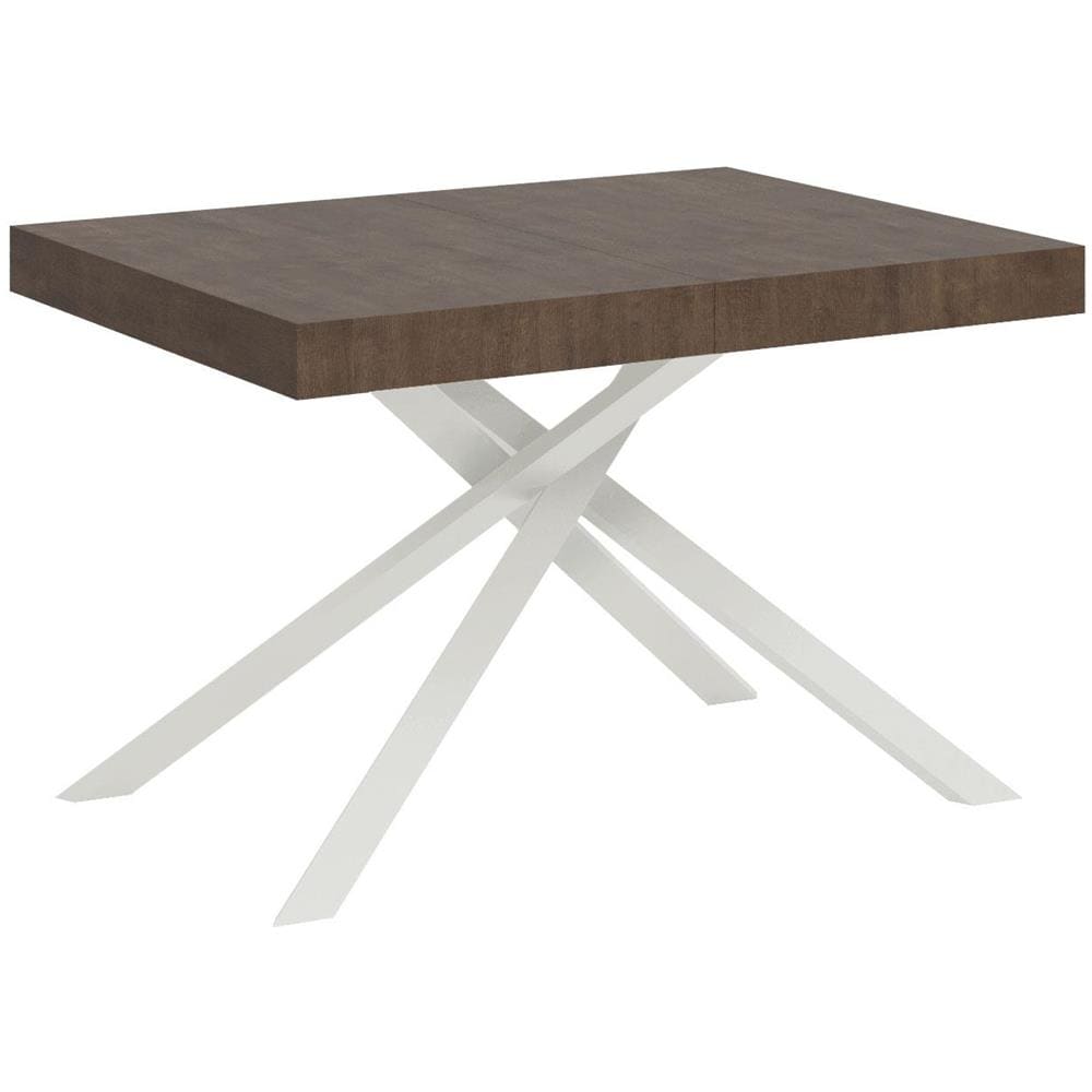 Tavolo allungabile 90x130/390 cm Karida noce gambe bianche - Foto 1