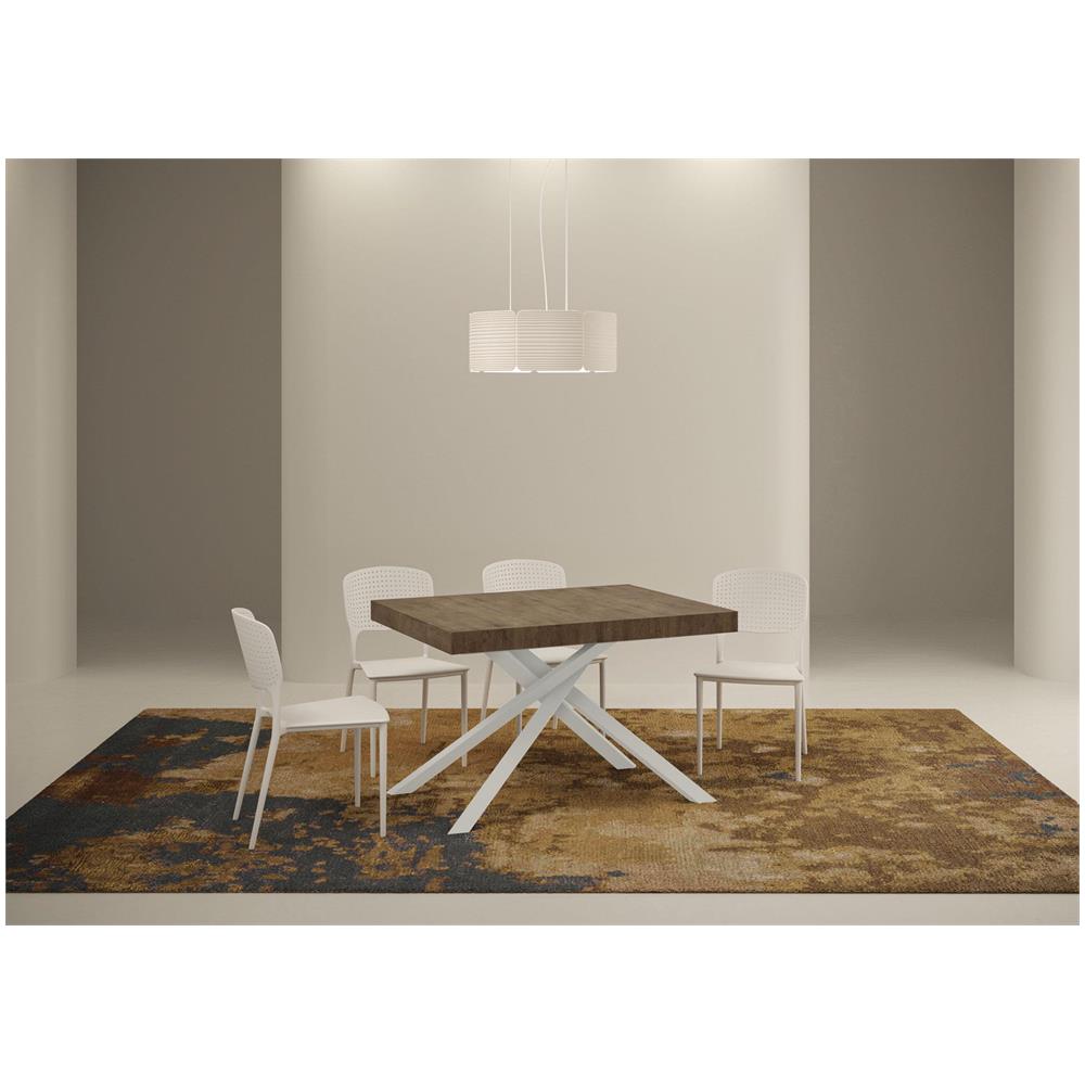 Tavolo allungabile 90x130/390 cm Karida noce gambe bianche - Foto 2