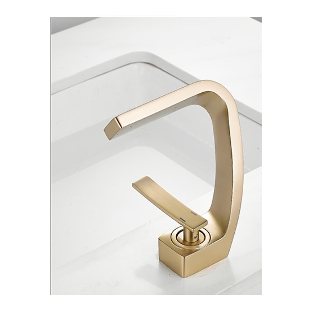 Rubinetto per lavabo da bagno, Blackswan, tipo M206, modello oro opaco con bocca a cascata, misura 15 cm - Foto 4