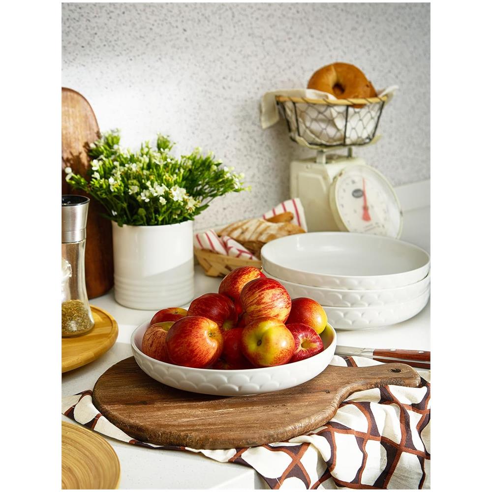 Ciotole per Pasta da 1597ml, Grandi, 10"", Set di 4 Ciotole da Zuppa in Ceramica Bianca - Foto 7