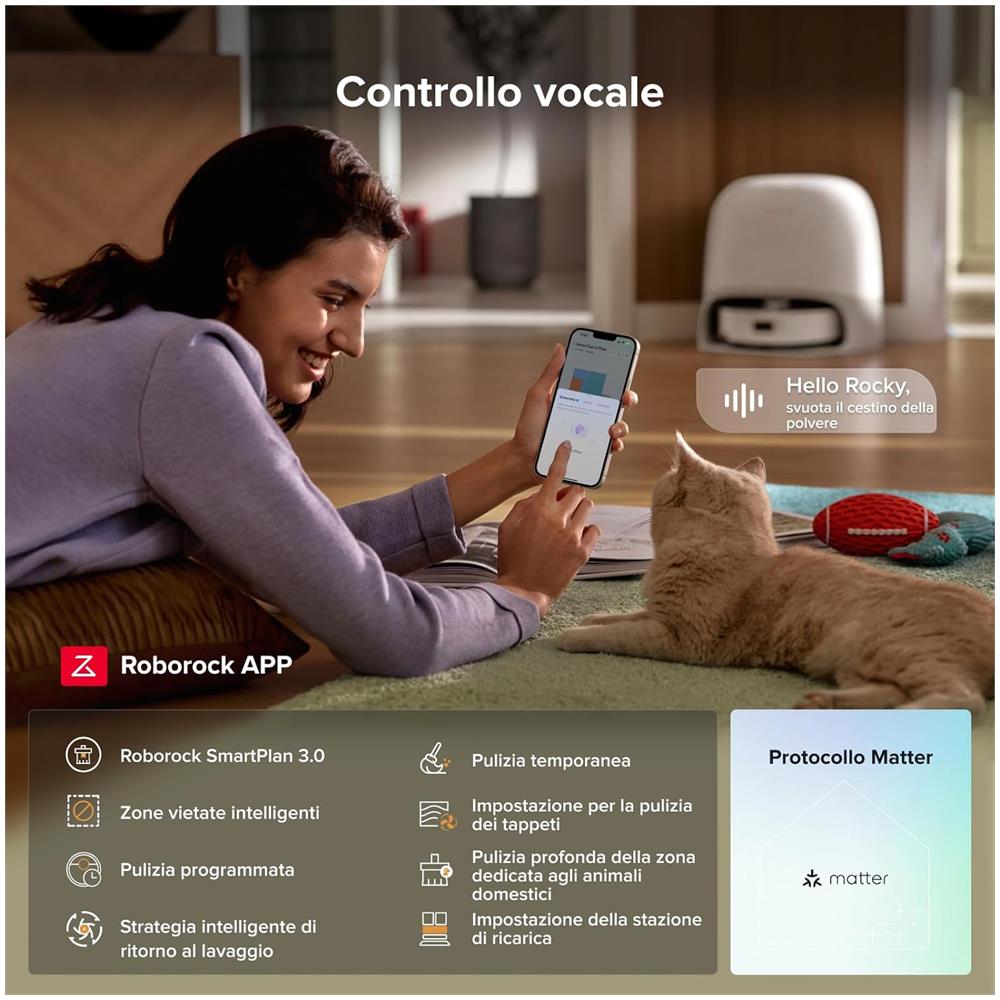 Qrevo Curv 2 FlowX Robot Aspirapolvere e Lavapavimenti, 270mm Autopulizia Rullo, Aspirazione 20.000 Pa, Protezione Rullo per Tappeti Asciutti, Stazione Multifunzionale, Videochiamata, Hello Rocky - Foto 9
