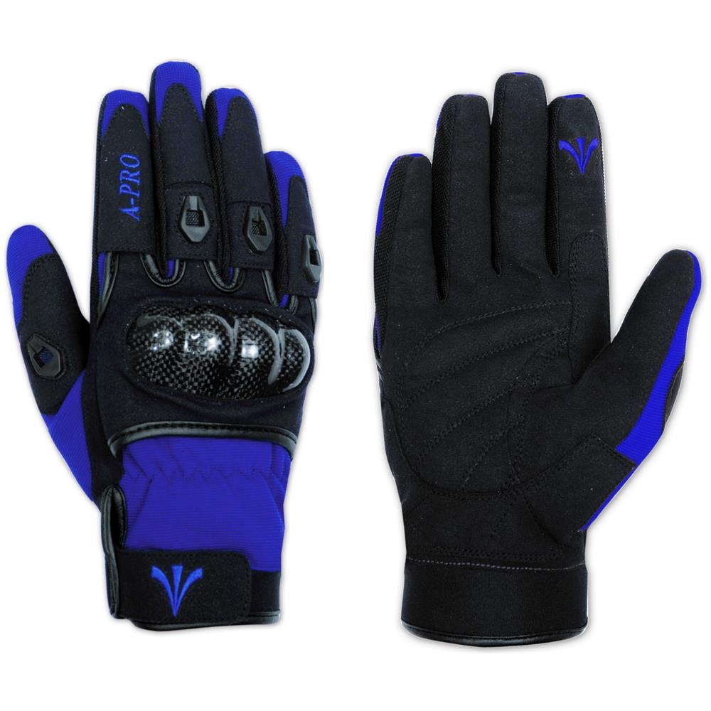 Guanto Moto Tessuto Tecnico Corto Protezioni Carbonio Traspirante Blu 3xl - Foto 1