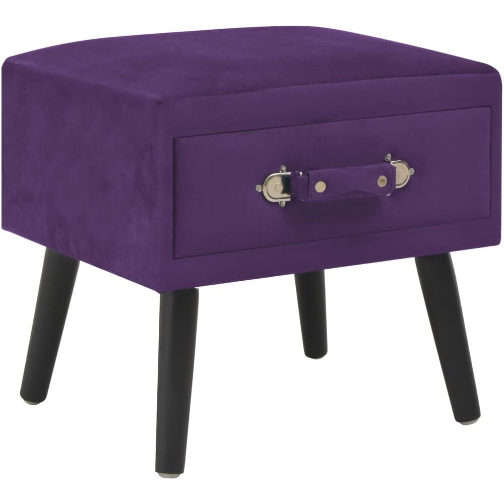 Comodino Viola Scuro 40x35x40 Cm In Velluto - Foto 1