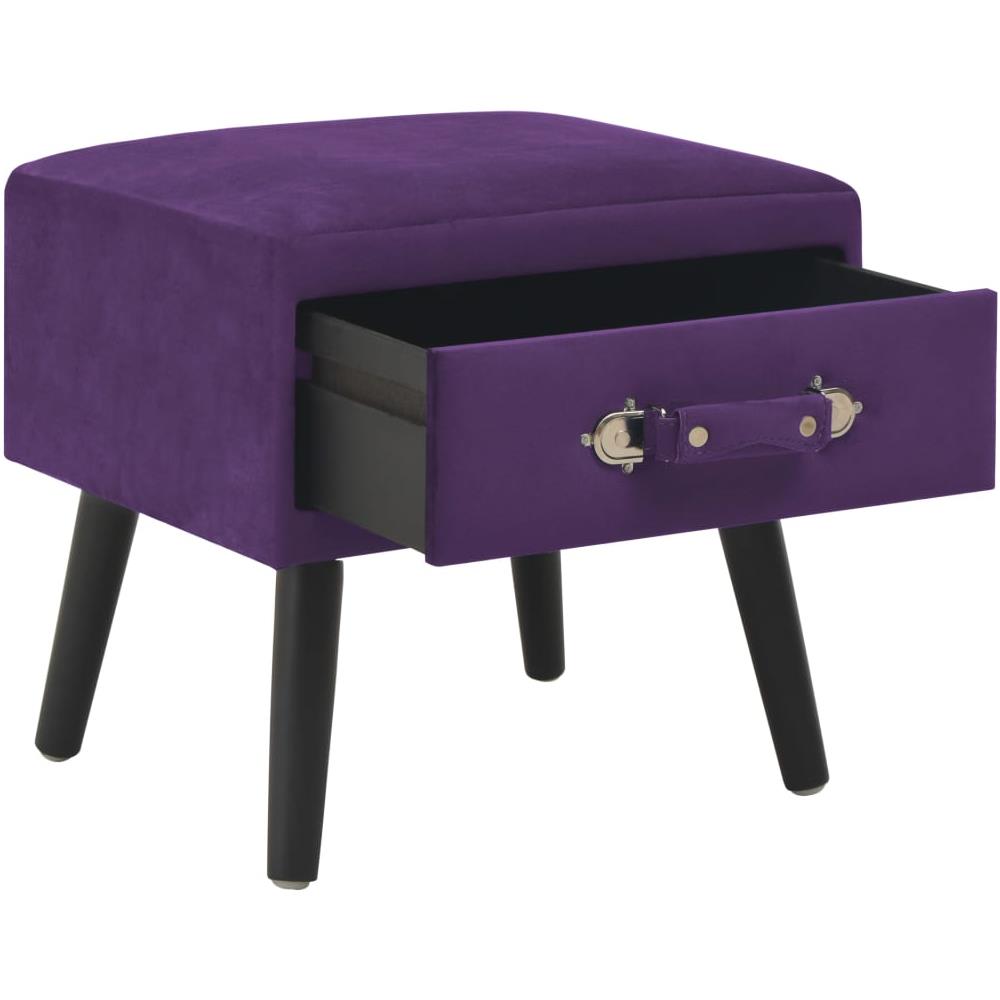 Comodino Viola Scuro 40x35x40 Cm In Velluto - Foto 2