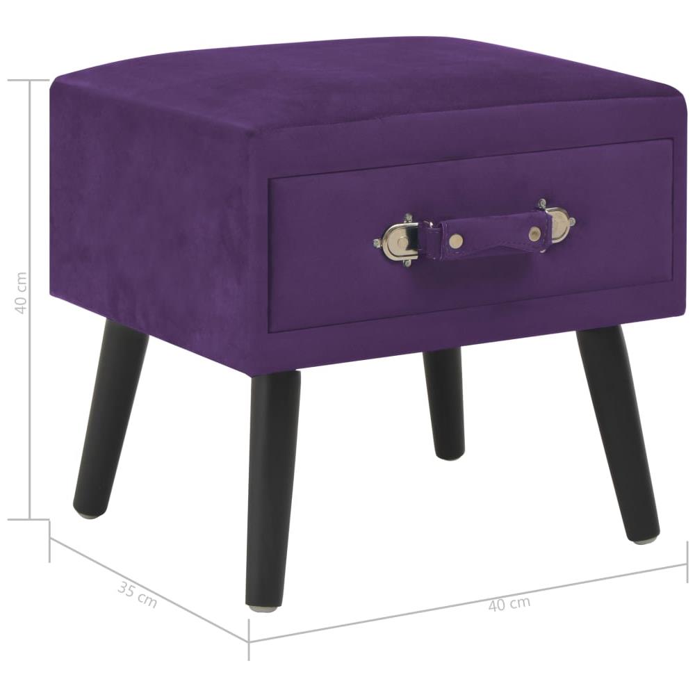 Comodino Viola Scuro 40x35x40 Cm In Velluto - Foto 8