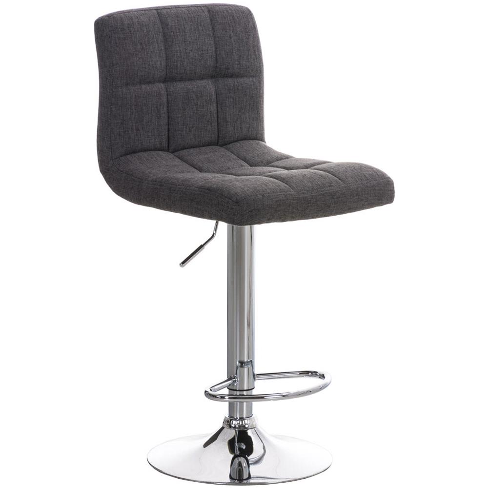 Sgabello Bar PERU con Fodera in Tessuto | Sgabello Alto Girevole a 360° e Regolabile in Altezza 64 - 84 cm | Sgabello con Poggiapiedi | Sgabello Cucina con Schienale Imbottito ed Eleganti Cuciture | Sedia Cucina Moderna grigio chiaro - Foto 1