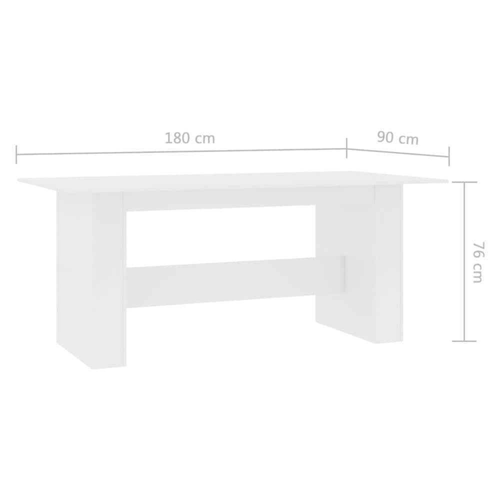 Tavolo da Pranzo Bianco 180x90x76 cm in Legno Multistrato - Foto 12