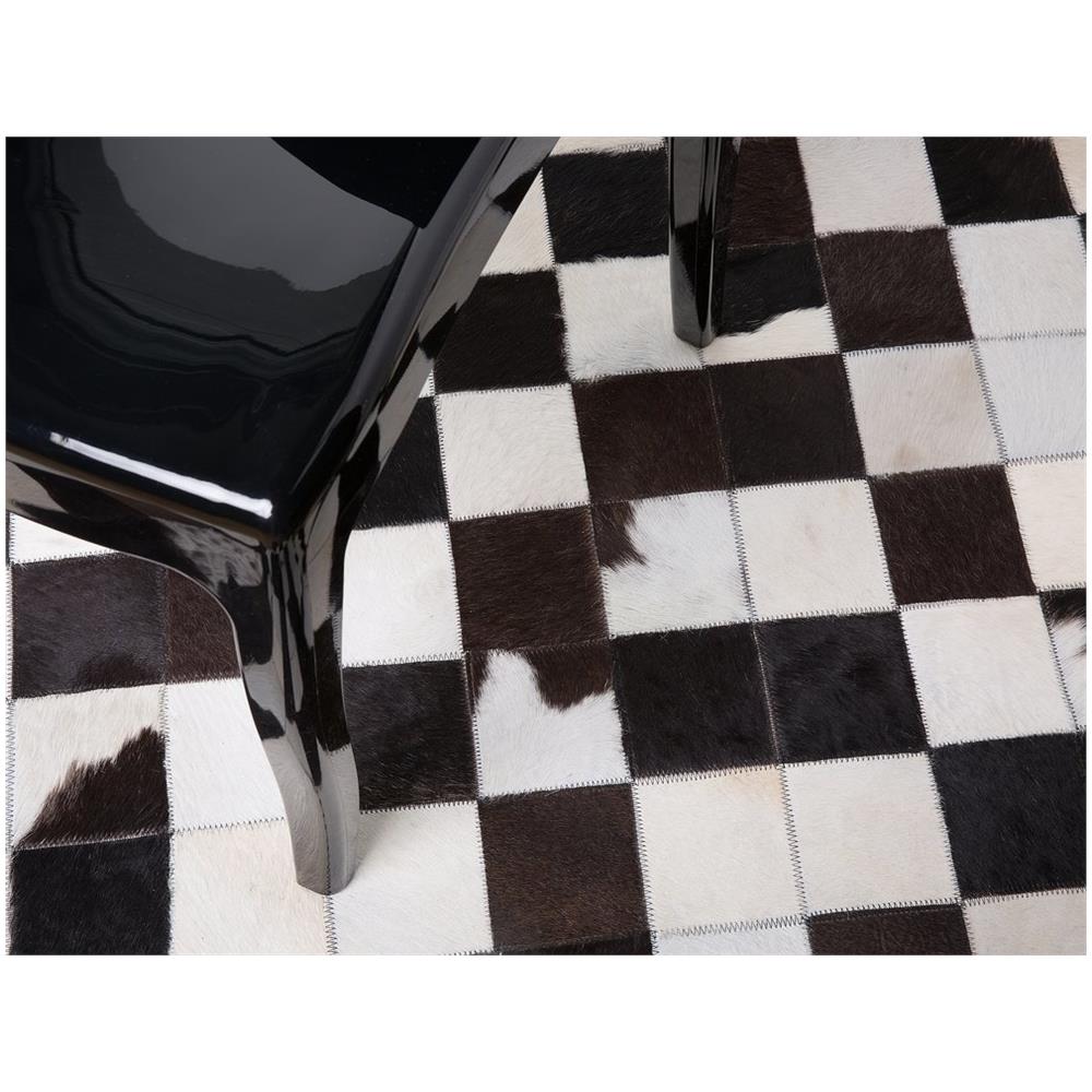 Tappeto Tondo In Pelle Bianca E Nera - Ø 140 Cm - Bergama - Foto 1