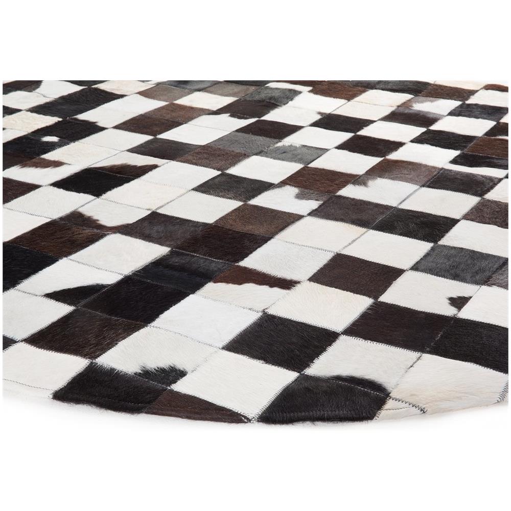 Tappeto Tondo In Pelle Bianca E Nera - Ø 140 Cm - Bergama - Foto 2