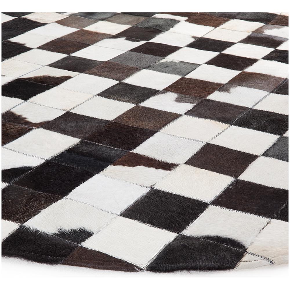 Tappeto Tondo In Pelle Bianca E Nera - Ø 140 Cm - Bergama - Foto 6