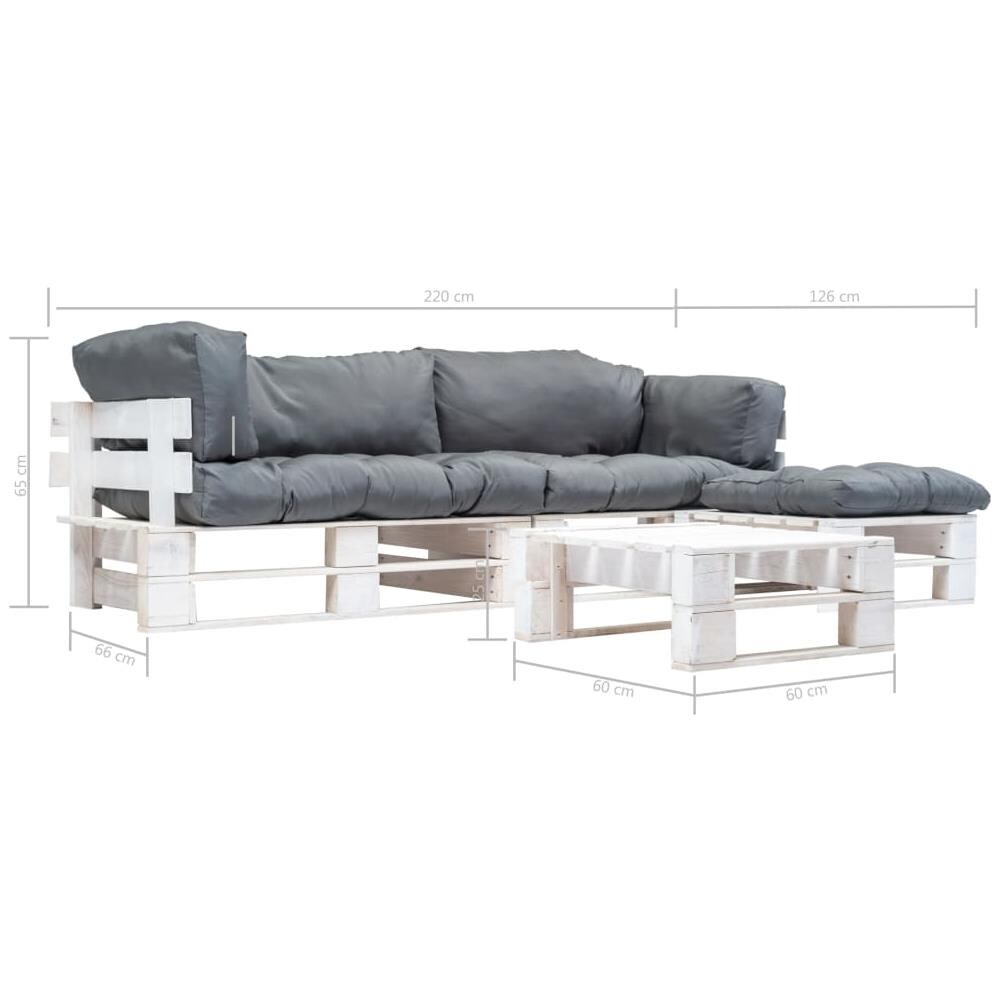 Divani Da Giardino Su Pallet 4pz Cuscini Grigi Legno Fsc - Foto 3