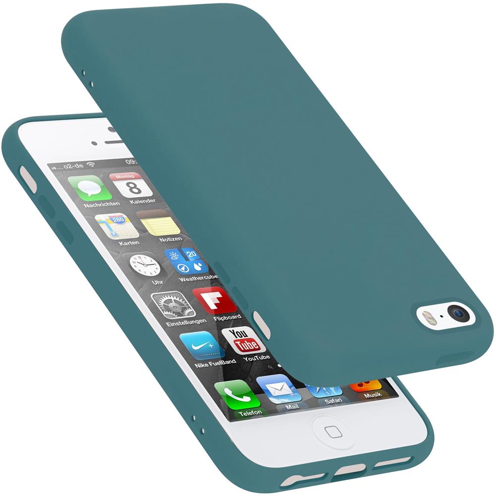 Custodia Compatibile Con Apple Iphone 5 / 5s / Se 2016 In Liquid Verde - Coperchio Protettivo In Silicone Tpu Flessibile - Foto 1
