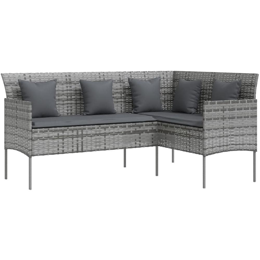 Divano A Forma Di L Con Cuscini In Polyrattan Grigio - Foto 2