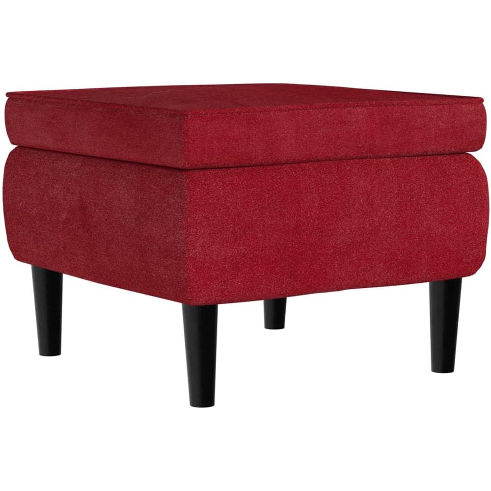 Poggiapiedi Con Gambe In Legno Rosso Vino In Velluto - Foto 1