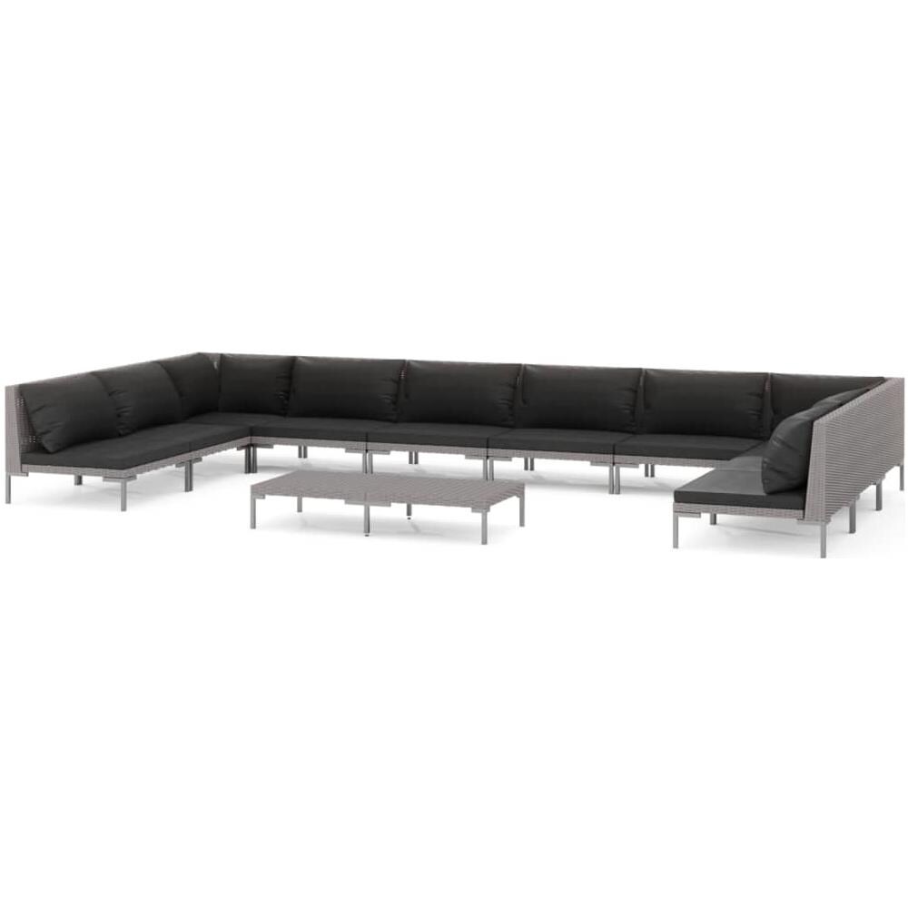 Set Divani da Giardino 5 pz con Cuscini Antracite in Polyrattan