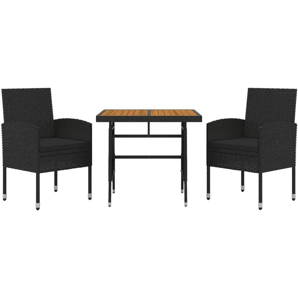 Set Da Pranzo Per Giardino 3 Pz In Polyrattan Nero - Foto 2