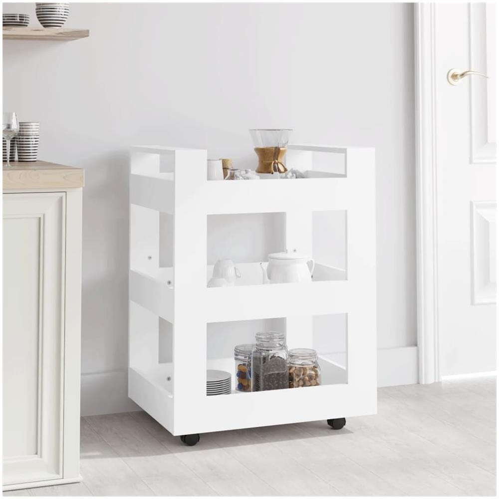Carrello Da Cucina Bianco 60x45x80 Cm In Legno Multistrato - Foto 1